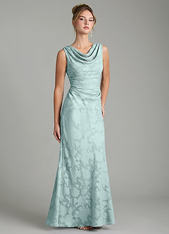 Azazie Kieryn Robes de demoiselle d'honneur Robe Sirène en Blumen-Burnout Plissée Brume image10