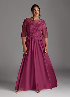 Azazie Harriet Mother of the Bride Dresses Mulberry A-Line Scoop lace Mesh Dress image9
