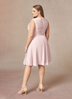 Azazie Theron Mother of the Bride Dresses Blushing Pink A-Line V-Neck Pleated Chiffon Dress image9