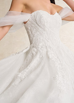 Azazie Mirabelle Vestidos de novia Vestido de Diamante Blanco de Tul de Corte Princesa con Lentejuela image6