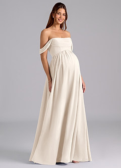 Azazie Saige Maternity Bridesmaid Dresses A-Line Pleated Chiffon Floor-Length Dress image1