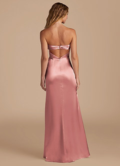 Azazie Leonis Bridesmaid Dresses Dusty Rose Mermaid Pleated Metallic Satin Convertible Dress image6