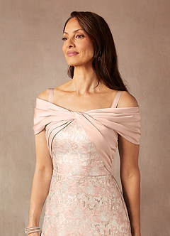 Azazie Amelia vestidos de madre de la novia Vestido de Rosa Polvorienta de Jacquard de Corte En A con Vestidos sin tirantes image7