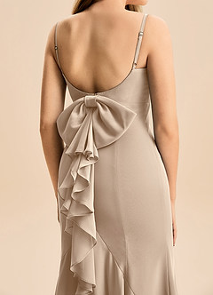 Azazie Lioren Junior Taupe Mermaid Bow Chiffon Dress image6