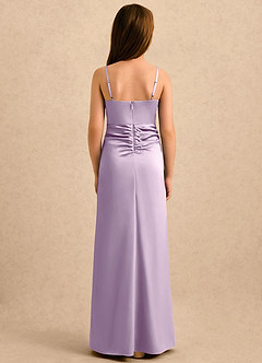Azazie Shyla Girls Formal Jurken voor bloemenmeisjes Kolom Jurk van Stretch Satijn Geplooide Frosted Lila image2