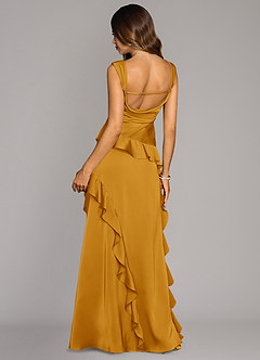 Azazie Sloane Bridesmaid Dresses Butterscotch A-Line Sweetheart Neckline Stretch Satin Dress image2