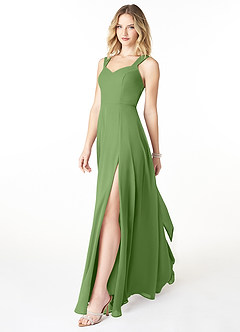 Azazie Julie Bridesmaid Dresses Basil A-Line Sweetheart Neckline Chiffon Dress image3