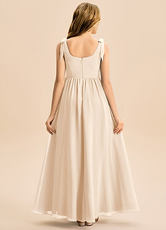 Azazie Delia Junior Abito A-Line in Chiffon Fiocco Alabastro Bianco image6