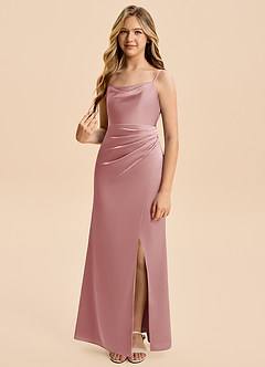 Azazie Christen Junior Klä av A-Line i Stretch Satin Plisserad image4