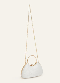 front Jacquard Floral Ring Handle Handbag