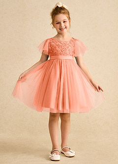 Azazie Queenie Flower Girl Dresses Sunset A-Line Lace Dress image1