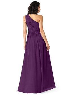 Azazie Mathilda Bridesmaid Dresses Grape A-Line One Shoulder Chiffon Dress image2