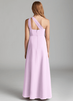 Azazie Maive Junior Agave A-Line Pleated Chiffon Dress image3