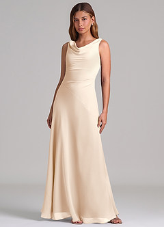 Azazie Nerine Brudtärnklänningar Klä av A-Linje i Chiffong Plisserad Vit Alabaster image3