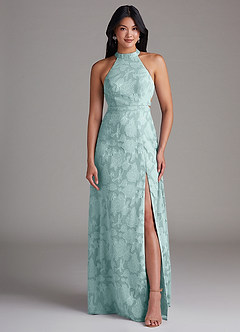 Azazie Clarice Jurken voor bruidsmeisjes Jurk van Bloemen Burn-out met A-Lijn Zijsplit De Nevel image4