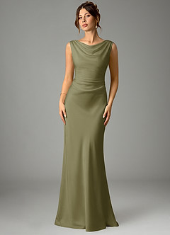 Azazie Kieryn Bridesmaid Dresses Pistachio Mermaid Pleated Stretch Satin Dress image1