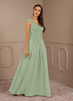 Azazie Amethyst Mother of the Bride Dresses Dusty Sage A-Line V-Neck Sequins Chiffon Dress image3