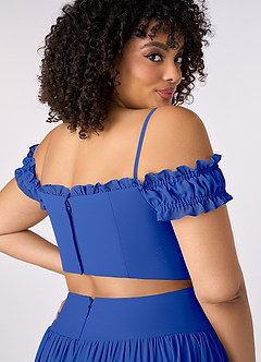 Barbie ♥ Azazie Bridesmaid Dresses Royal Blue A-Line Off the Shoulder Chiffon Convertible Dress image13