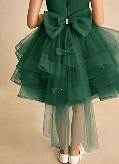 Azazie Tinie Blumenmädchenkleider Ballkleid Schleifen Tüll Kleid Dunkelgrün image7