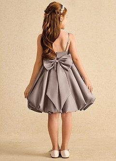 Azazie Davine vestidos de niña de las flores Vestido de Gris Pardo de Satin Mate de Corte En A con Tirante Espagueti image8