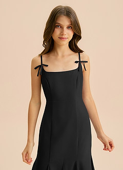 Azazie Evey Junior Abito Sirena in Chiffon Plissettato Nero image6