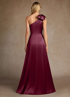 Azazie Easton Mother of the Bride Dresses Mulberry A-Line One Shoulder Stretch Satin Dress image3
