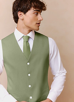 front James Pistachio Structured Stretch Suit Vest