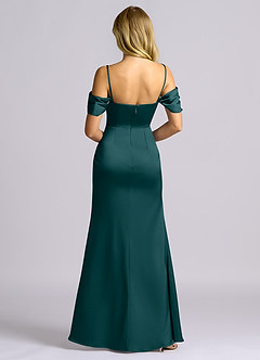Azazie Auden Bridesmaid Dresses Pine Sheath Off the Shoulder Stretch Satin Convertible Dress image2