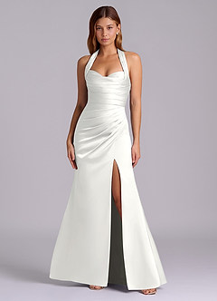 Azazie Destiny Bridesmaid Dresses White Mermaid Sweetheart Neckline Stretch Satin Dress image4