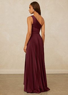 Christian Siriano Bridal for Azazie 1008 Bridesmaid Dresses Cabernet A-Line One Shoulder Stretch Satin Dress image2