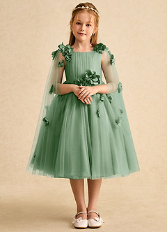 Azazie Staria Flower Girl Dresses Matcha Ball-Gown Ruched Tulle Dress image1