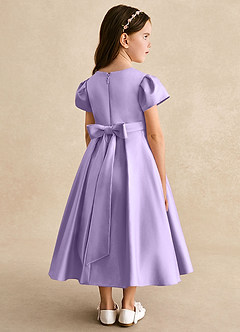 Azazie Princess Flower Girl Dresses Lilac A-Line Pleated Matte Satin Dress image2