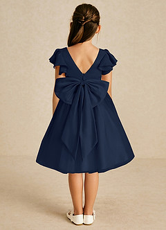 Azazie Kaeya Flower Girl Dresses Dark Navy A-Line Bow Tulle Dress image1