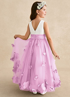 Azazie Vi Blumenmädchenkleider A-Linie ärmellos Tüll Kleid Bonbonrosa image1