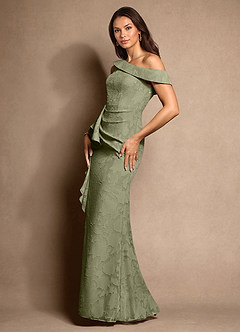 Azazie Hamptons Final Sale Pistachio A-Line Pleated Floral Burnout Dress image2