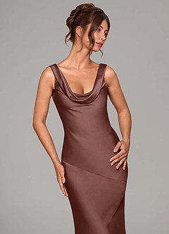 Azazie Rylina Bridesmaid Dresses Espresso Mermaid Stretch Satin Dress image11