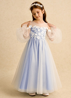 Azazie Zimi Blumenmädchenkleider Ballkleid Herzausschnitt Tüll Kleid Eis image3