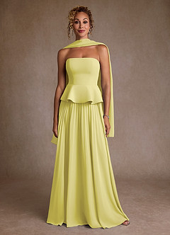 Azazie Josabeth Mother of the Bride Dresses Lemon Sorbet A-Line Pleated Chiffon Dress image5