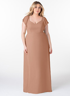 Azazie Syenna Bridesmaid Dresses Champagne Rose A-Line Ruched Chiffon Dress image6