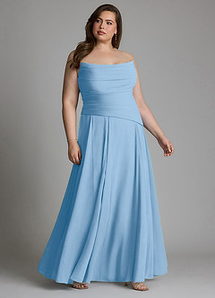 Azazie Gabriela Bridesmaid Dresses Powder Blue A-Line Corset Chiffon Dress image16
