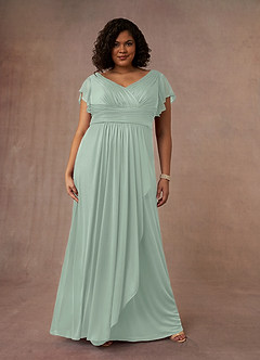Azazie Reneya Mother of the Bride Dresses Agave A-Line Pleated Mesh Dress image7