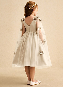 Azazie Staria Robe Demoiselle D'honneur Fillette Robe Princesse en Tulle Rayé Champagne image9