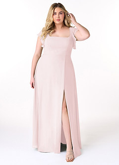 Azazie Bondi Bridesmaid Dresses Blushing Pink A-Line Ruffled Chiffon Dress image7