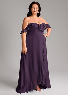 Azazie Lyra Bridesmaid Dresses Plum A-Line Chiffon Convertible Dress image13