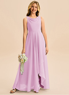 Azazie Mannie Junior A-Linie Plissee Chiffon Kleid Bonbonrosa image1