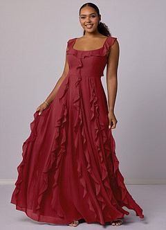 Barbie ♥ Azazie Bridesmaid Dresses Pomegranate A-Line with Pockets Chiffon Dress image10