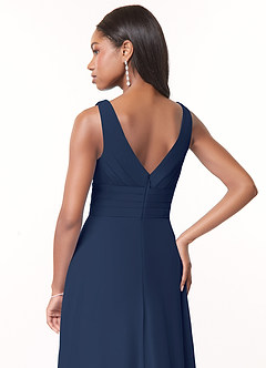 Azazie Julianna Bridesmaid Dresses Dark Navy A-Line Chiffon Dress image4