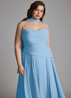 Azazie Gabriela Bridesmaid Dresses Powder Blue A-Line Corset Chiffon Dress image21