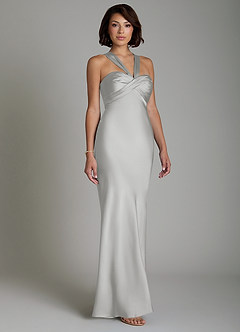 Azazie Zaria Bridesmaid Dresses Silver Mermaid Sweetheart Neckline Stretch Satin Dress image5