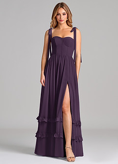 Azazie Anastacia Bridesmaid Dresses Plum A-Line Sweetheart Neckline Chiffon Dress image1